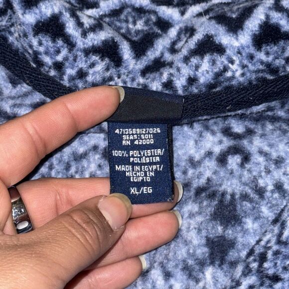 Basic Editions Sweater Women's XL Blue Nordic Pattern Long Sleeve Mock Full Zip - Picture 6 of 7